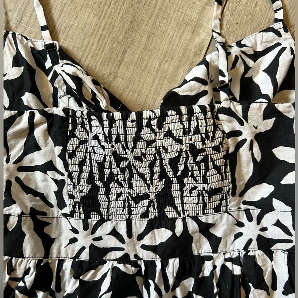 J. Crew black white floral tie front cut out casual dress sz 00 luau summer midi - Picture 9 of 15